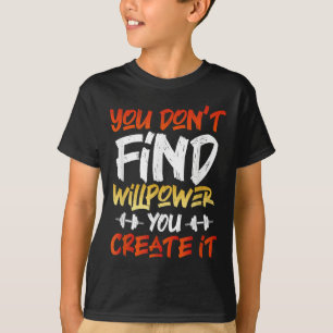 Camiseta Motivación de Workout Willpower cita Dumbbell Grap