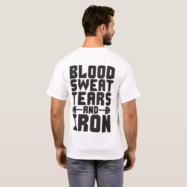 Camiseta Motivación del entrenamiento - Sangre, sudor, lágr (Reverso completo)