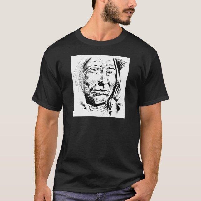 Camiseta Motivación del sketch de tinta del jefe indio (Anverso)