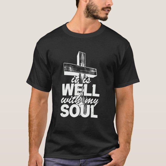 Camiseta Motivación Fe Paz Religiosa Está bien con M (Anverso)