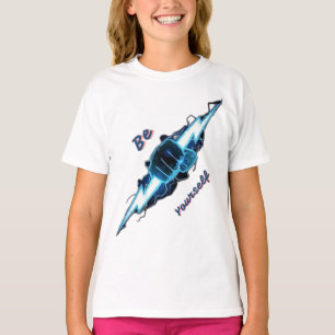 Camiseta Motivacional "Sé Tú Mismo" Perno de Rayo Azul