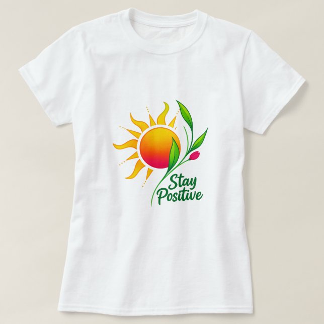 Camiseta Motivadora de Sol y Flores (Diseño del anverso)