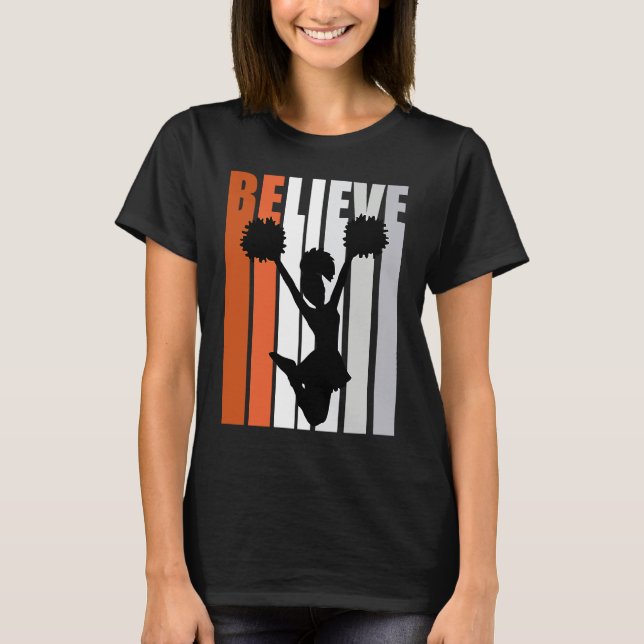 Camiseta Motivational Girls Cheerleading Womens Believe Ora (Anverso)