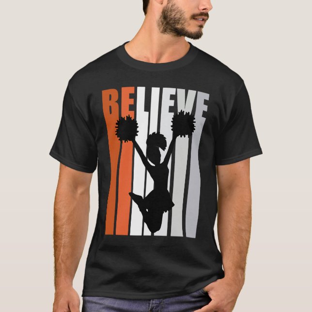 Camiseta Motivational Girls Cheerleading Womens Believe Ora (Anverso)