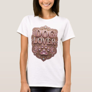 Camiseta Motivo Artístico Amante de Perros en Oro Impactant