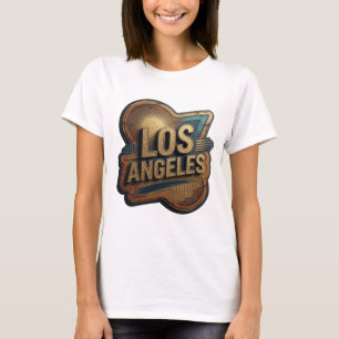 Camiseta Motivo Artístico Atractivo de Oro LOS ÁNGELES