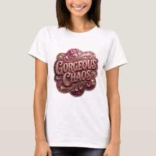 Camiseta Motivo Artístico Caos Glorioso Dorado Moderno