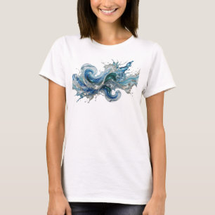 Camiseta Motivo Artístico Clásico de Salpicadura de Agua Pl
