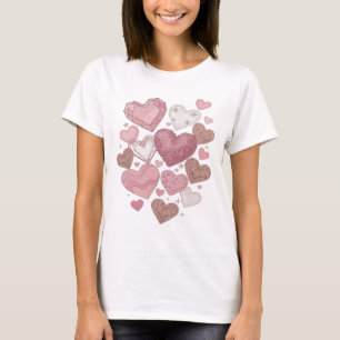 Camiseta Motivo Artístico Corazones y Estrellas de Plata Br
