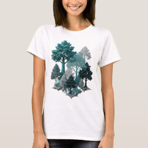 Camiseta Motivo Artístico de Árboles Invisibles en Plata Li