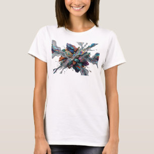 Camiseta Motivo artístico de arte abstracto Chic Silver
