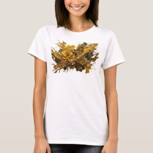 Camiseta Motivo Artístico de Arte Abstracto Dorado Atractiv