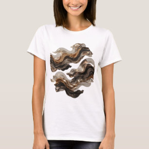 Camiseta Motivo Artístico de ARTE ABSTRACTO Dorado Elegante