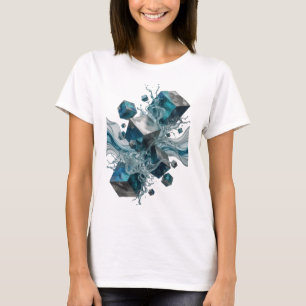 Camiseta Motivo Artístico de Arte Abstracto Plata Dinámica