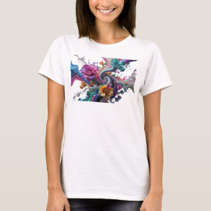 Camiseta Motivo Artístico de ARTE ABSTRACTO Plateado con Fi