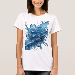 Camiseta Motivo Artístico de BURBUJAS de VASO de AGUA Plate