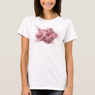 Camiseta Motivo Artístico de Cubos Abstractos Rosa Elegante