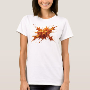 Camiseta Motivo Artístico de Estrellas Abstractas Rojas con