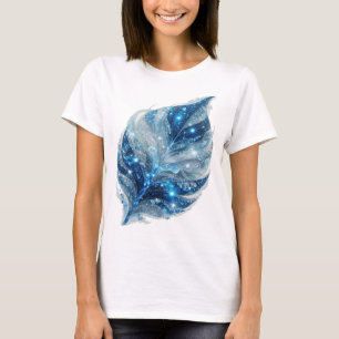 Camiseta Motivo Artístico de HOJA de HIELO AZUL plateado fr