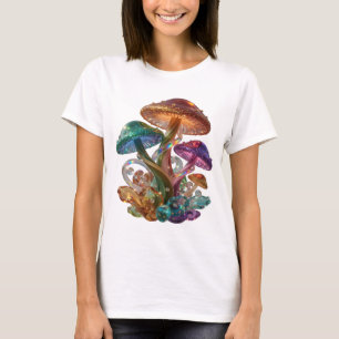 Camiseta Motivo Artístico de HONGOS DE SABIDURÍA Plateados