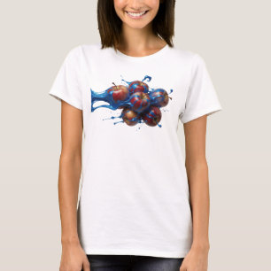 Camiseta Motivo Artístico de Manzana Abstracta Azul Express