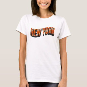 Camiseta Motivo Artístico de NUEVA YORK en Naranja Intenso