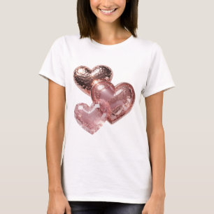Camiseta Motivo Artístico de Plata Negrita TRES CORAZONES