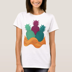 Camiseta Motivo Artístico de TRES PIÑAS Plateado en Negrita