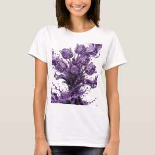 Camiseta Motivo Artístico de Tulipanes Morados Fucsia Atrac