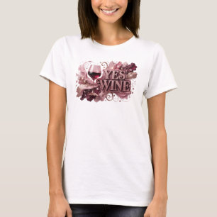 Camiseta Motivo Artístico de VINO ROJO YES