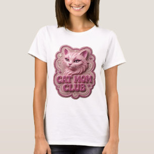 Camiseta Motivo Artístico del CLUB DE MADRES DE GATOS Rosa
