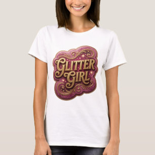 Camiseta Motivo Artístico GLITTER GIRL de Oro Moderno
