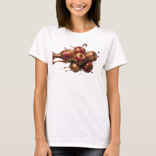 Camiseta Motivo Artístico Manzana Abstracta Roja Creativa
