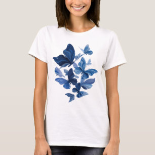 Camiseta Motivo Artístico Mariposas Azules de Moda