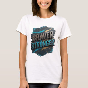 Camiseta Motivo Artístico Moderno Gris MÁS VALIENTE MÁS FUE