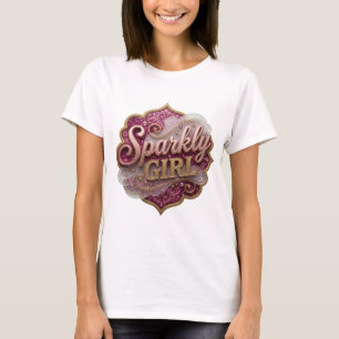 Camiseta Motivo Artístico NIÑA BRILLANTE Dorado Elegante