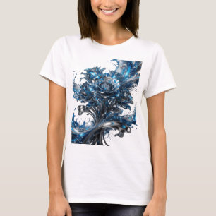 Camiseta Motivo Artístico Rosa Azul Plata Limpia
