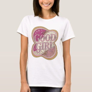 Camiseta Motivo Artístico Rosa Elegante GOOD GIRL