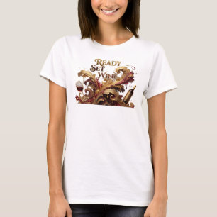 Camiseta Motivo Artístico Rosa Moderno LISTO PARA EL VINO