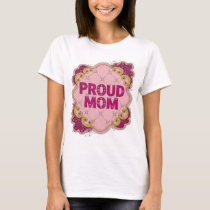 Camiseta Motivo Artístico Rosa PROUD MOM Arte