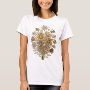 Camiseta Motivo Artístico ROSAS DORADAS de Plata Fría