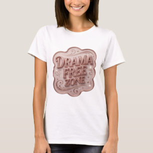 Camiseta Motivo Artístico ZONA LIBRE DE DRAMA Rosa Vibrante