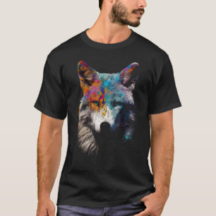 Camiseta Motivo colorido del lobo animal