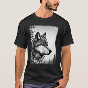Camiseta Motivo de cabeza de lobo depredador estampado anim