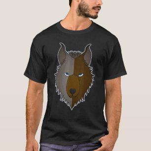 Camiseta Motivo de cabeza de lobo Impresión de cara de depr