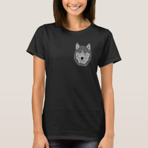 Camiseta Motivo de cabeza de lobo impreso animal del bosque