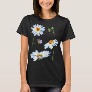 Camiseta Motivo De Flor De Daisy Cute Para Esbozo Botánico