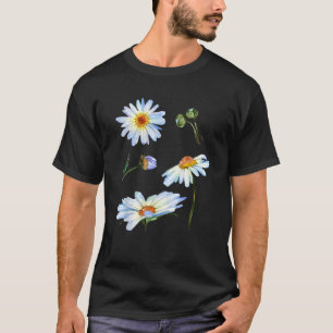 Camiseta Motivo De Flor De Daisy Cute Para Esbozo Botánico 