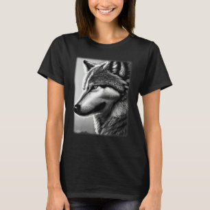 Camiseta Motivo de lobo cabeza de depredador de estampado d