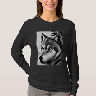 Camiseta Motivo de lobo cabeza de depredador estampado anim